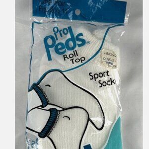 NEW Vintage Pro Peds Roll Top Sports Socks Ankle Footie White USA